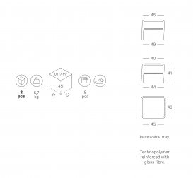 Столик пластиковый для шезлонга Vela Side Table