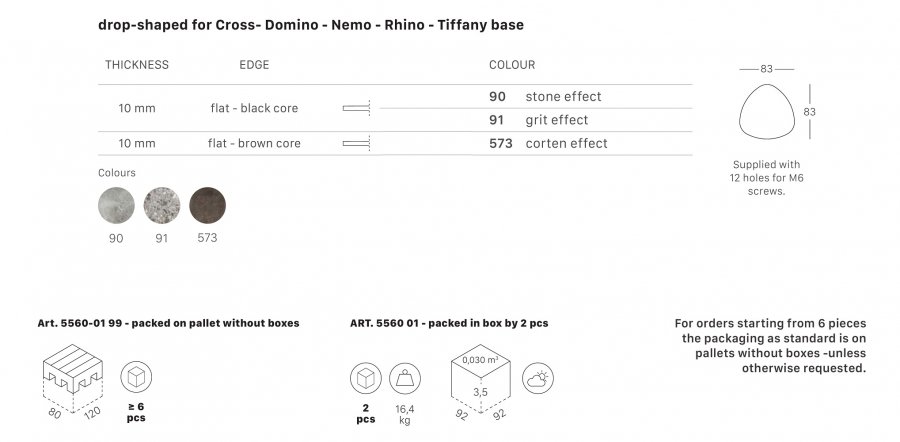 Столешница каплевидная Compact Laminate для подстолья Nemo, Domino, Tiffany, Cross, Rhino