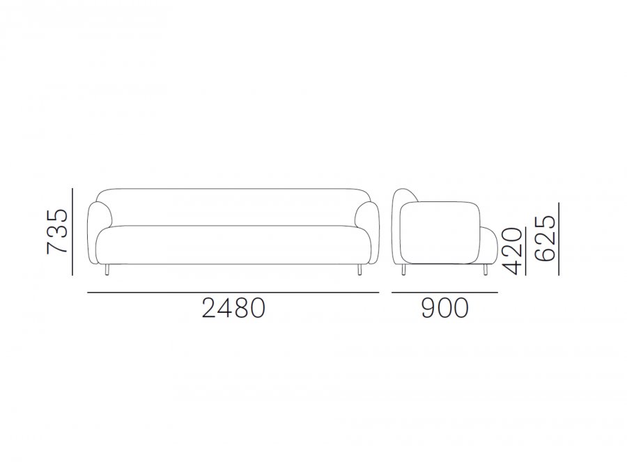 Диван трехместный мягкий Buddy Sofa