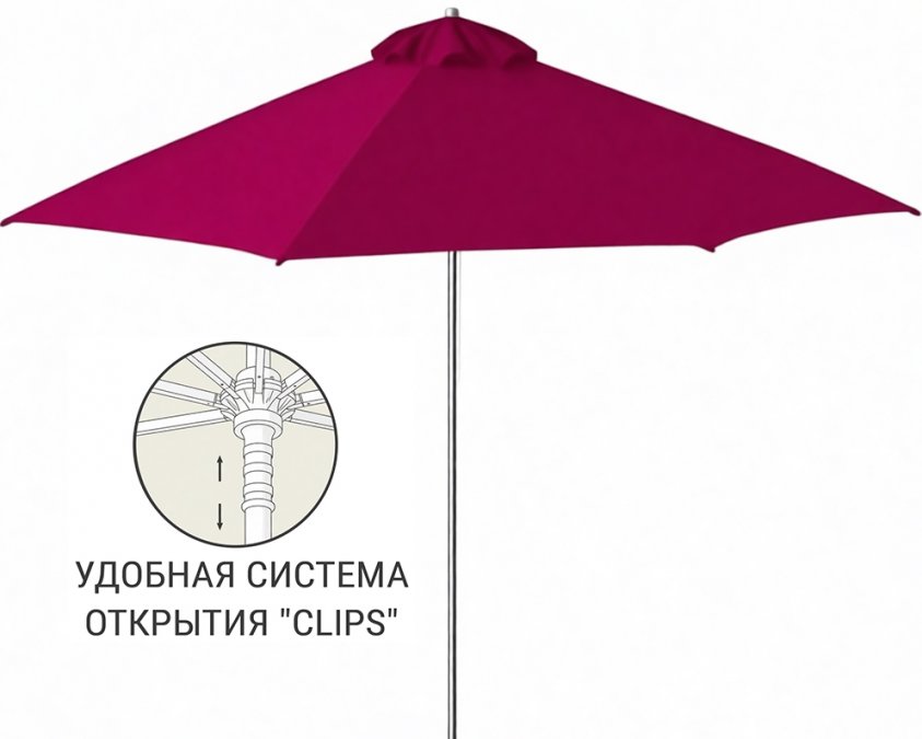 Зонт пляжный профессиональный Ø2.5 м Kiwi Clips