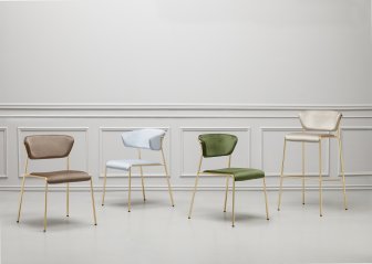 Стул барный с обивкой Scab Design Lisa сатинированная латунь, слоновая кость