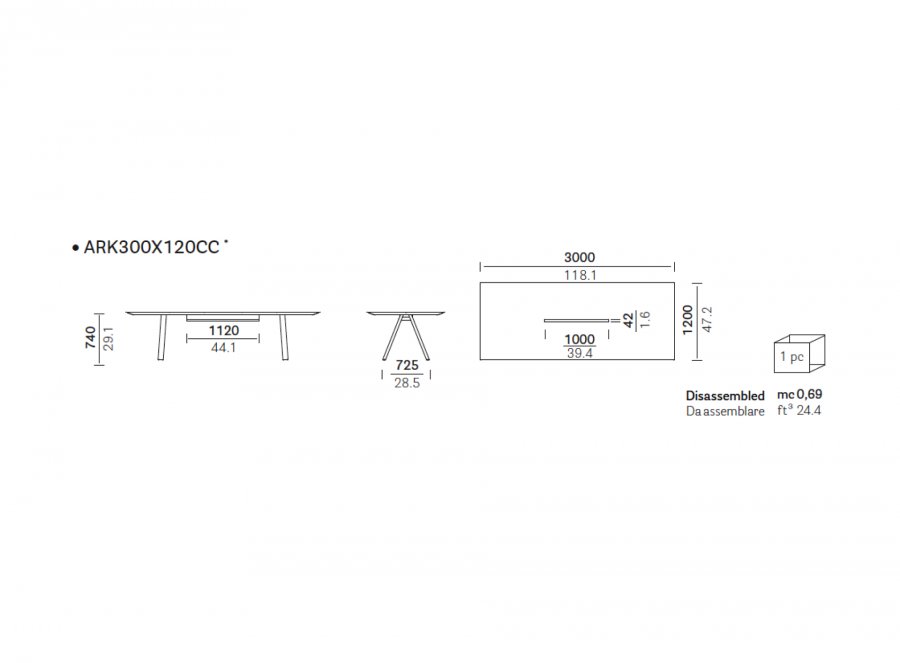 Стол с каналом для протяжки проводов Arki-Table CC Compact
