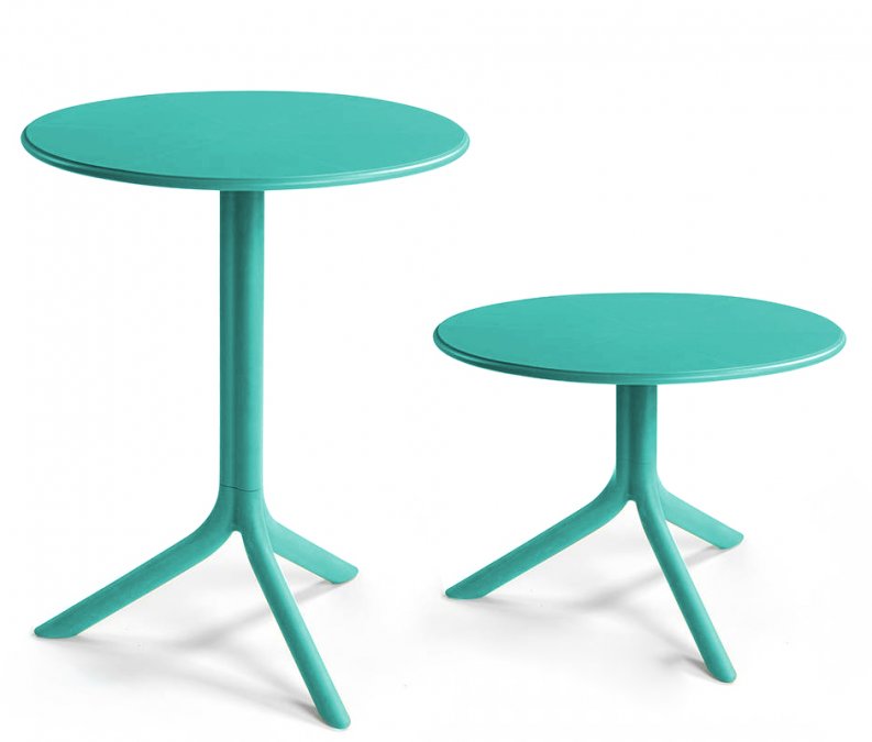 Стол пластиковый обеденный Spritz + Spritz Mini, ментоловый, Ø605х400-765 мм