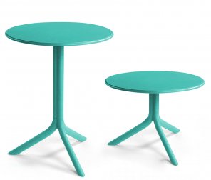 Стол пластиковый обеденный Spritz + Spritz Mini, ментоловый, Ø605х400-765 мм