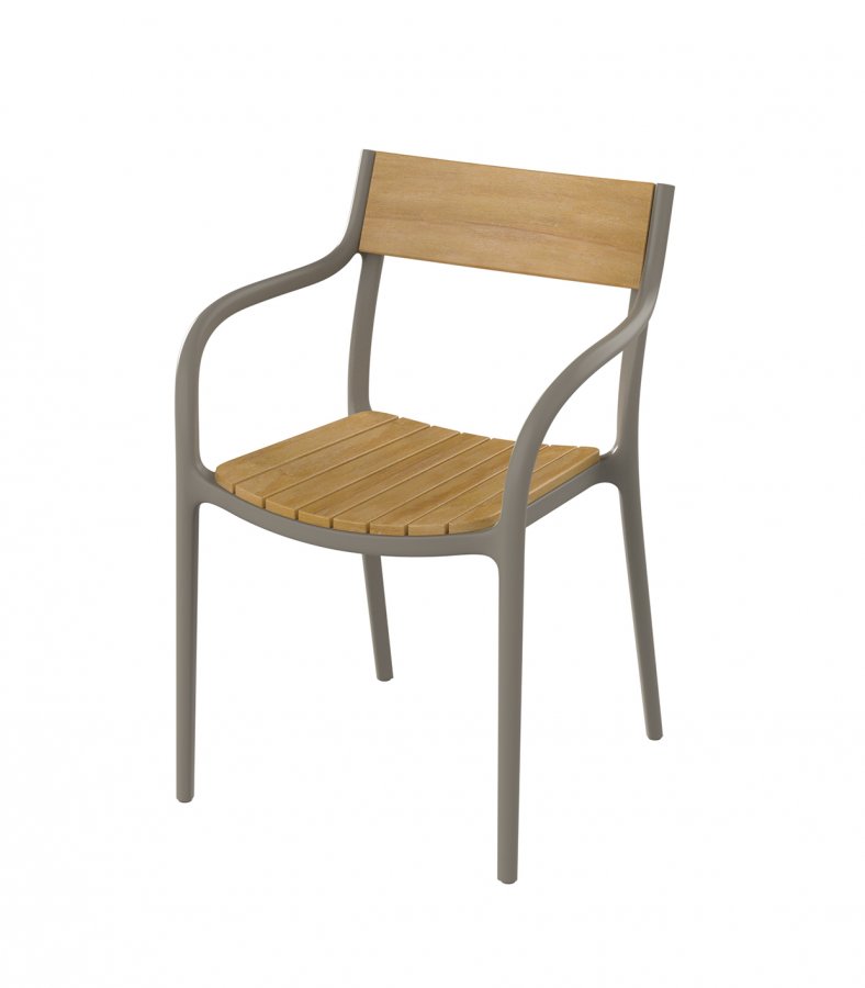 Кресло пластиковое Vondom Madison Wood тортора, деревянный