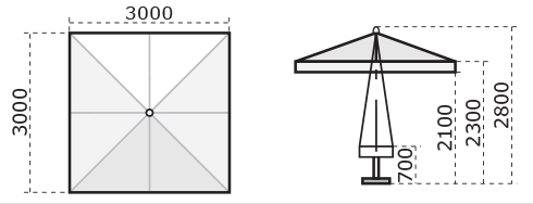 Зонт профессиональный 3х3 м Rimini Standard