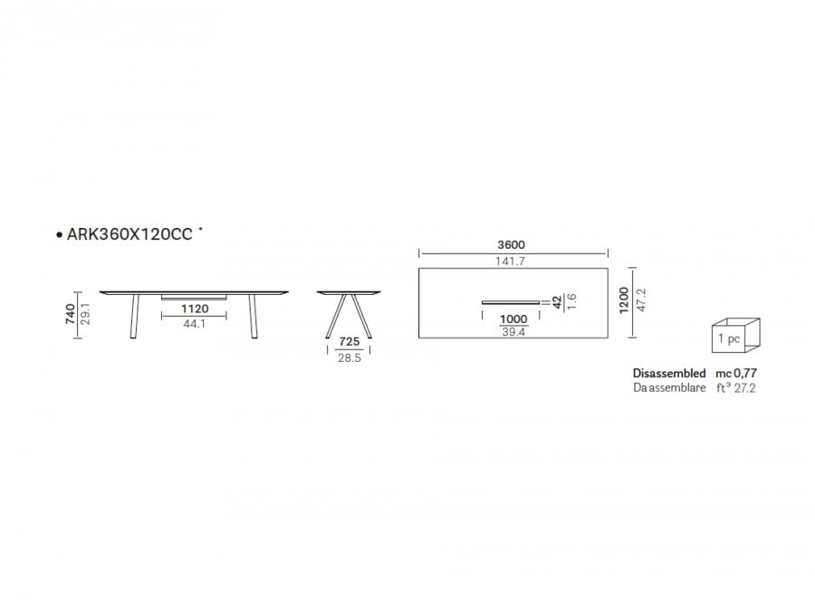 Стол с каналом для протяжки проводов Arki-Table CC Compact