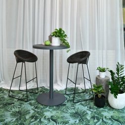 Кресло барное плетеное JANUS et Cie Gigi II полированный стальной, пергаментный