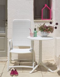 Стол пластиковый обеденный Step + Step Mini, белый, Ø605х400-765 мм