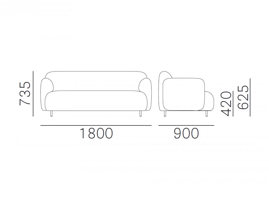 Диван двухместный мягкий Buddy Sofa