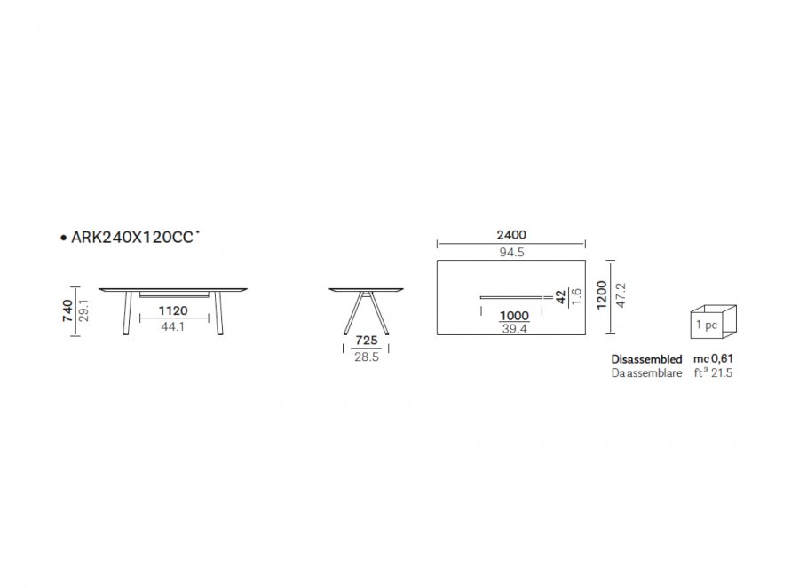 Стол с каналом для протяжки проводов Arki-Table CC Compact