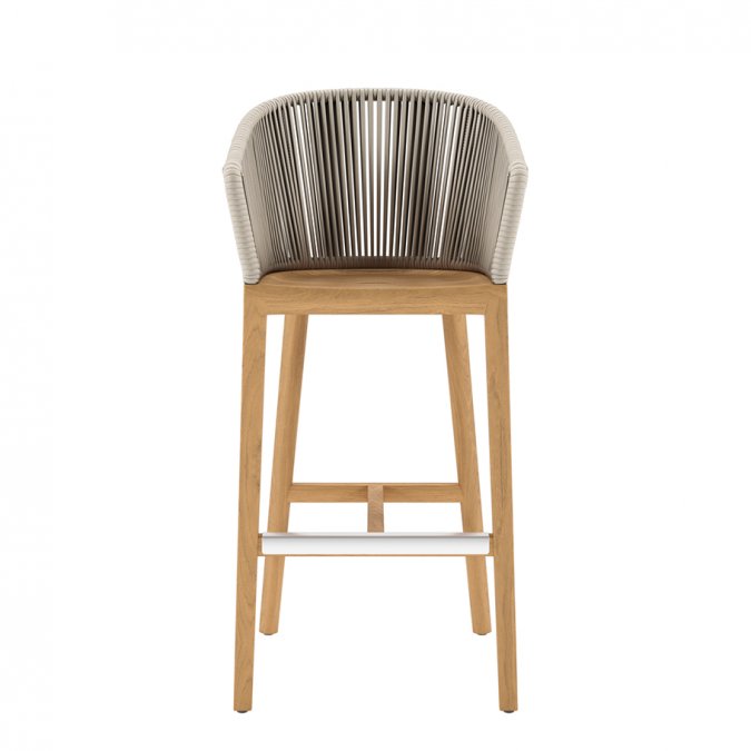 Кресло барное деревянное плетеное JANUS et Cie Heron натуральный, песочный