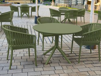 Стол пластиковый Sky Table Ø105, оливковый, 1050х740 мм