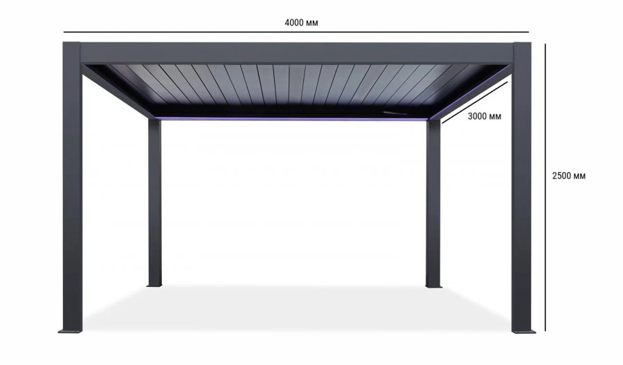 Пергола биоклиматическая 3х4 м с поворотными ламелями Tagliamento Pergola 120 Series