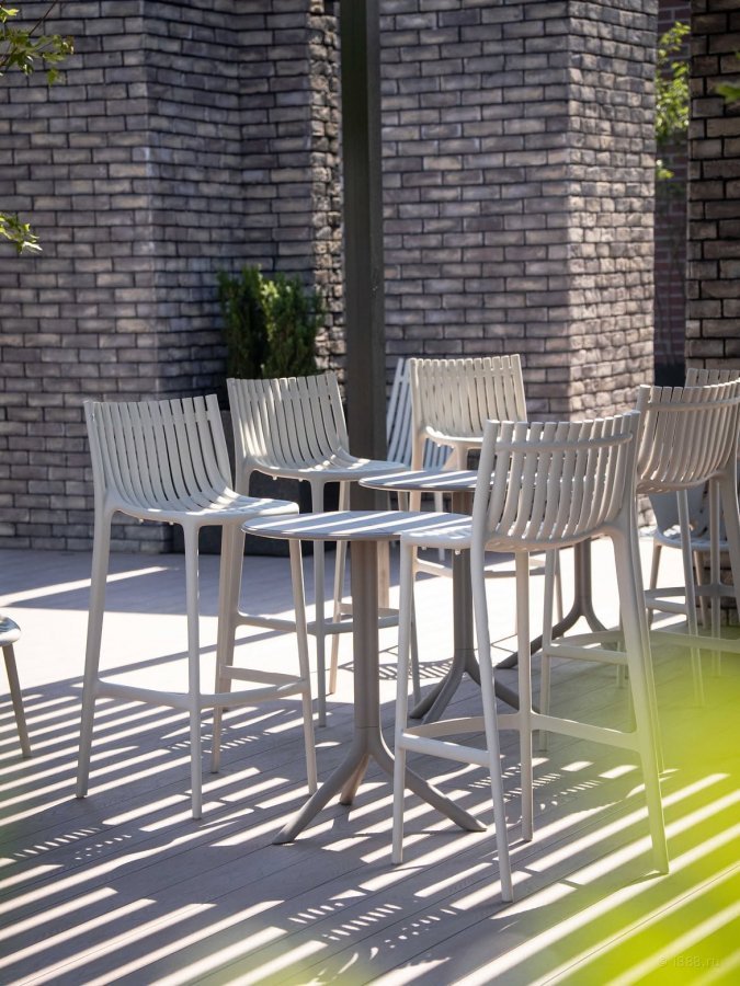 Стол пластиковый обеденный Spritz + Spritz Mini, тортора, Ø605х400-765 мм