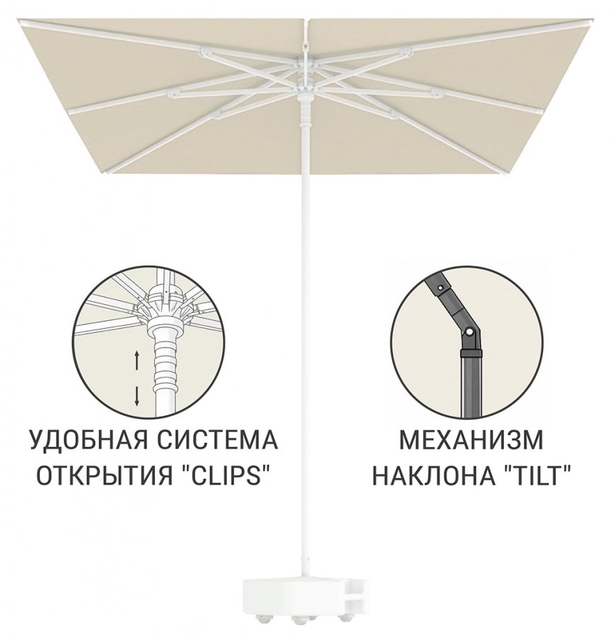 Зонт пляжный профессиональный 2х2 м Kiwi Clips