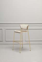 Стул барный с обивкой Scab Design Lisa сатинированная латунь, слоновая кость