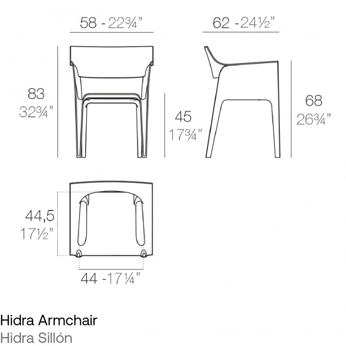 Кресло пластиковое Vondom Hidra Basic черный