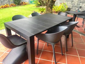 Стол пластиковый раздвижной Vegas Table Medium, черный, 1800-2200х1000х750 мм
