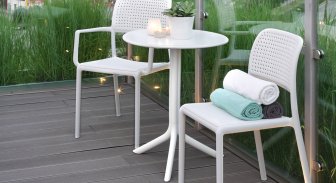 Стол пластиковый обеденный Step + Step Mini, белый, Ø605х400-765 мм