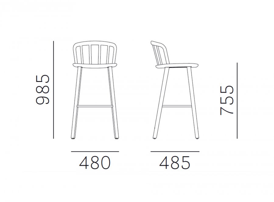 Стул деревянный барный PEDRALI Nym
