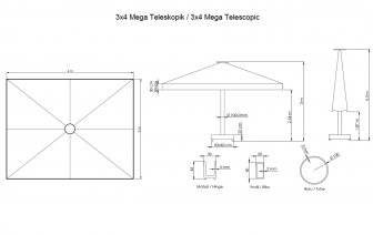 Зонт профессиональный 3х4 м Mega Telescopic