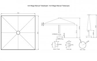 Зонт профессиональный 4х4 м Mega Telescopic Manual