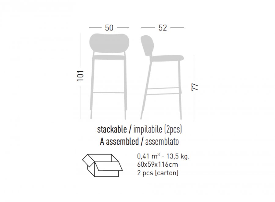 Стул барный с обивкой Gaber Nuta Light Stool 77
