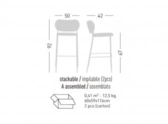 Стул полубарный с обивкой Gaber Nuta Light Stool 67