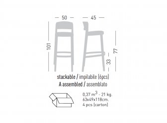 Стул пластиковый барный Gaber Abuela Stool 77 черный