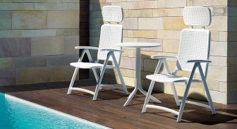 Стол пластиковый обеденный Step + Step Mini, белый, Ø605х400-765 мм