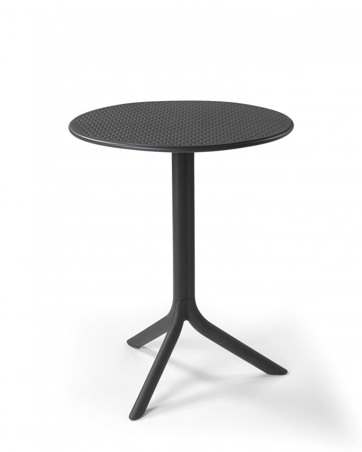 Стол пластиковый обеденный Step + Step Mini, антрацит, Ø605х400-765 мм