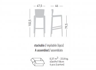 Стул пластиковый барный Gaber Spyker Stool белый