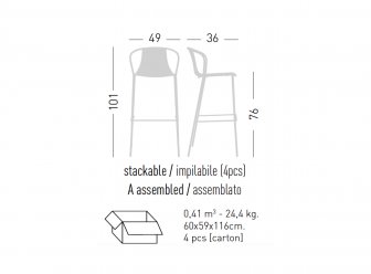 Стул пластиковый барный Gaber Kasia Stool 76 бежевый