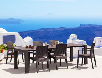 Кресло пластиковое плетеное Siesta Contract Ibiza коричневый