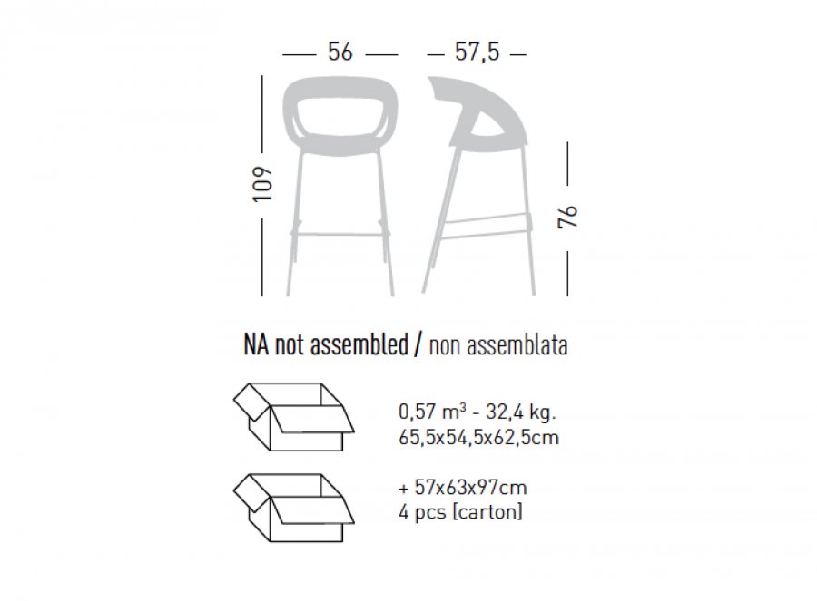 Кресло барное пластиковое Gaber Moema Stool 75