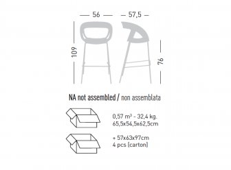 Кресло барное пластиковое Gaber Moema Stool 75