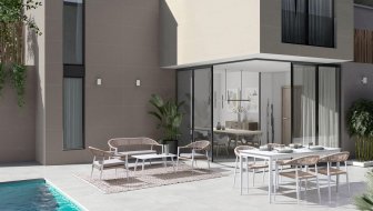 Кресло металлическое плетеное Garden Relax Jandia белый, бежевый