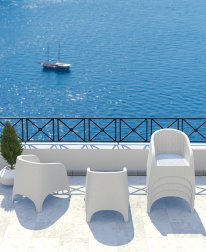 Кресло пластиковое плетеное с подушкой Siesta Contract Aruba белый