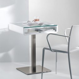 Столик стеклянный с полкой Inox Multifunzionale