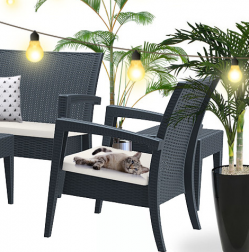 Кресло пластиковое плетеное с подушкой Miami Lounge Armchair