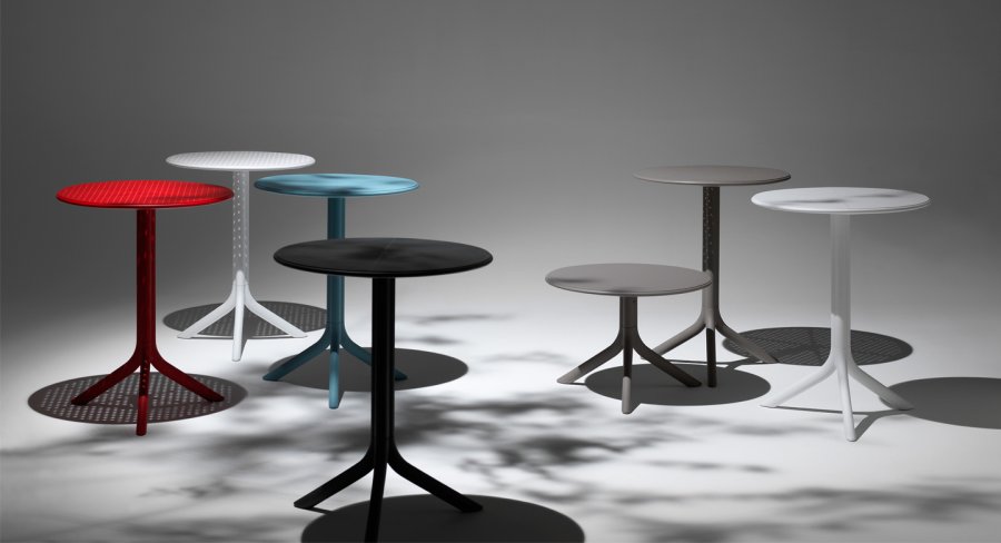 Стол пластиковый обеденный Spritz + Spritz Mini, белый, Ø605х400-765 мм