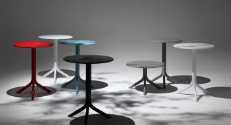 Стол пластиковый обеденный Spritz + Spritz Mini, белый, Ø605х400-765 мм