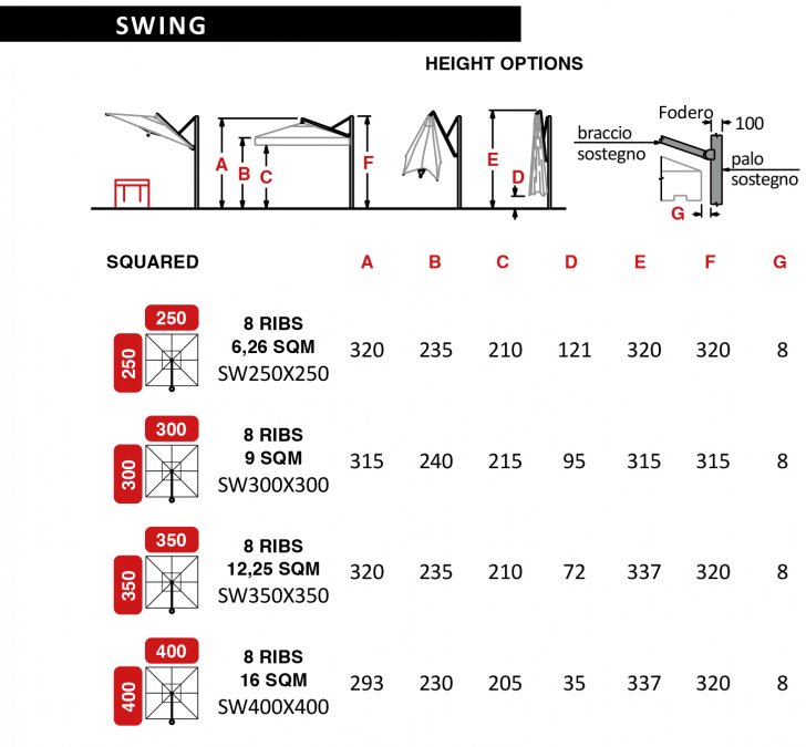 Зонт профессиональный 3.5х3.5 м Swing