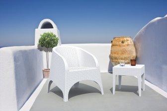 Кресло пластиковое плетеное с подушкой Siesta Contract Aruba белый