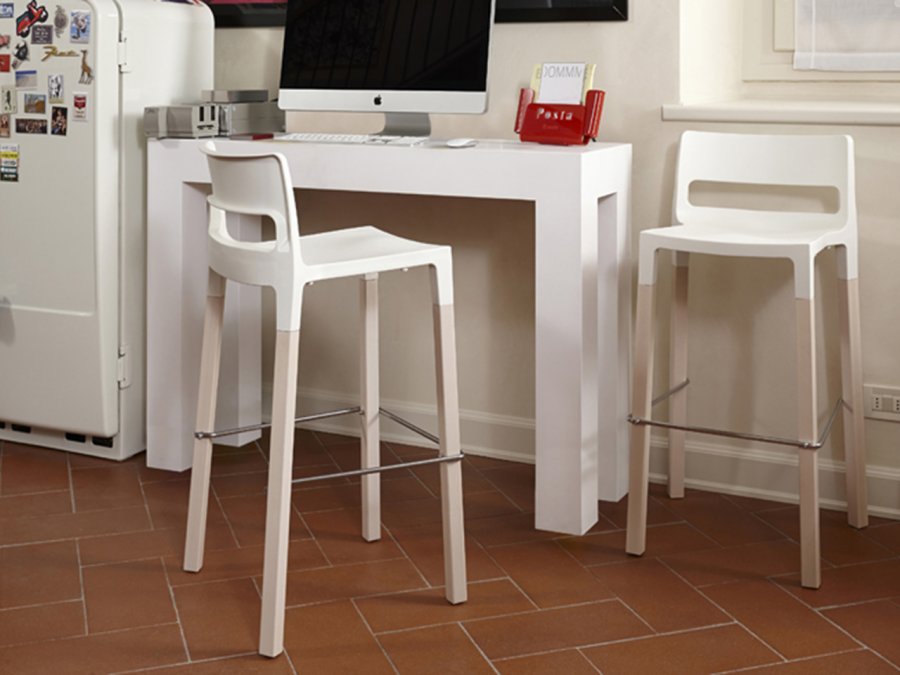 Стул барный пластиковый Scab Design Natural Divo отбеленный бук, лен