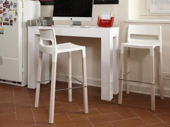 Стул барный пластиковый Scab Design Natural Divo отбеленный бук, лен