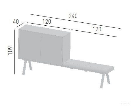 Комод офисный со скамейкой Low Cabinet 2027 + Seater