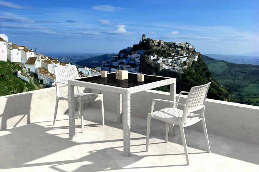 Кресло пластиковое плетеное Siesta Contract Capri белый