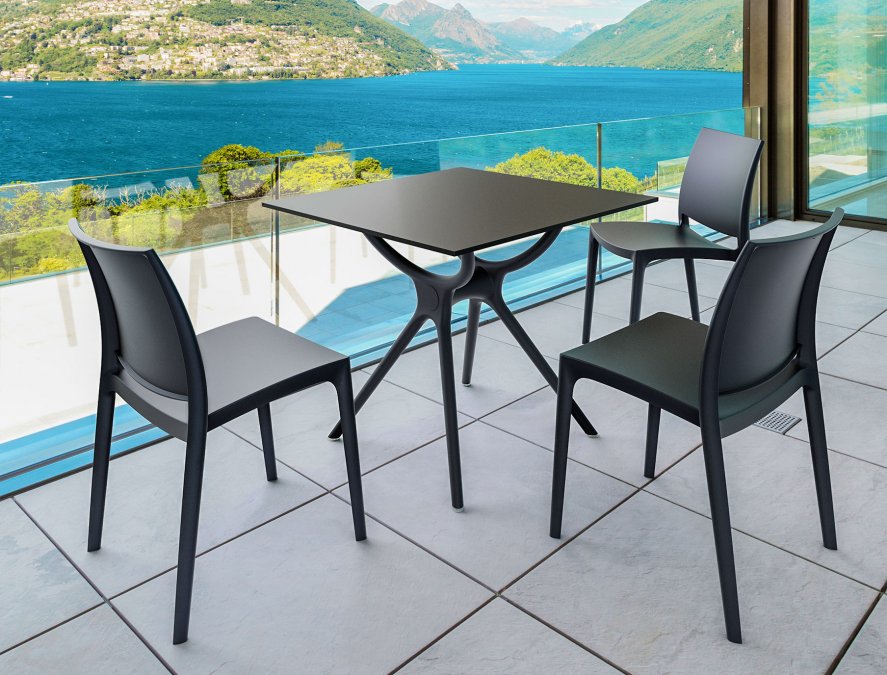 Стол пластиковый Air Table 80, черный, 800х800х740 мм